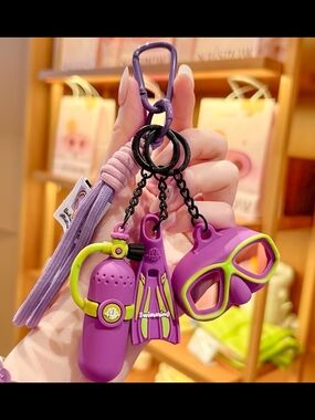 Scuba Purple Swim Mask & Gear Keychain Set